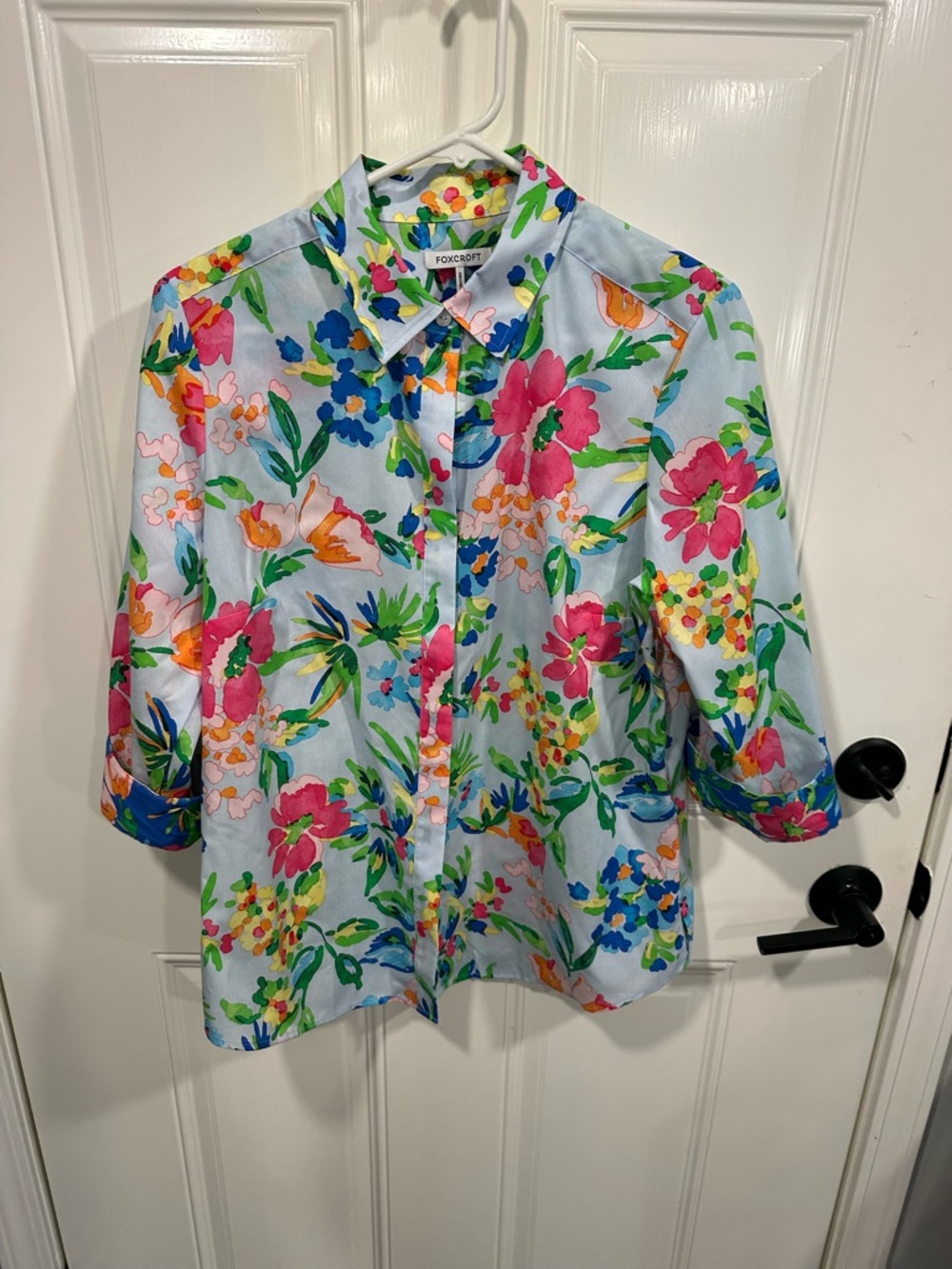 Foxcroft Multicolor Floral Button-Front Top